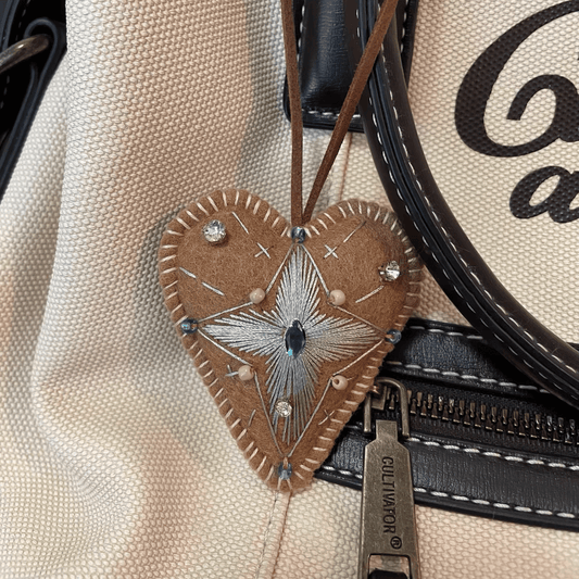 Handmade Brown Felt Heart Charm | Made to Order