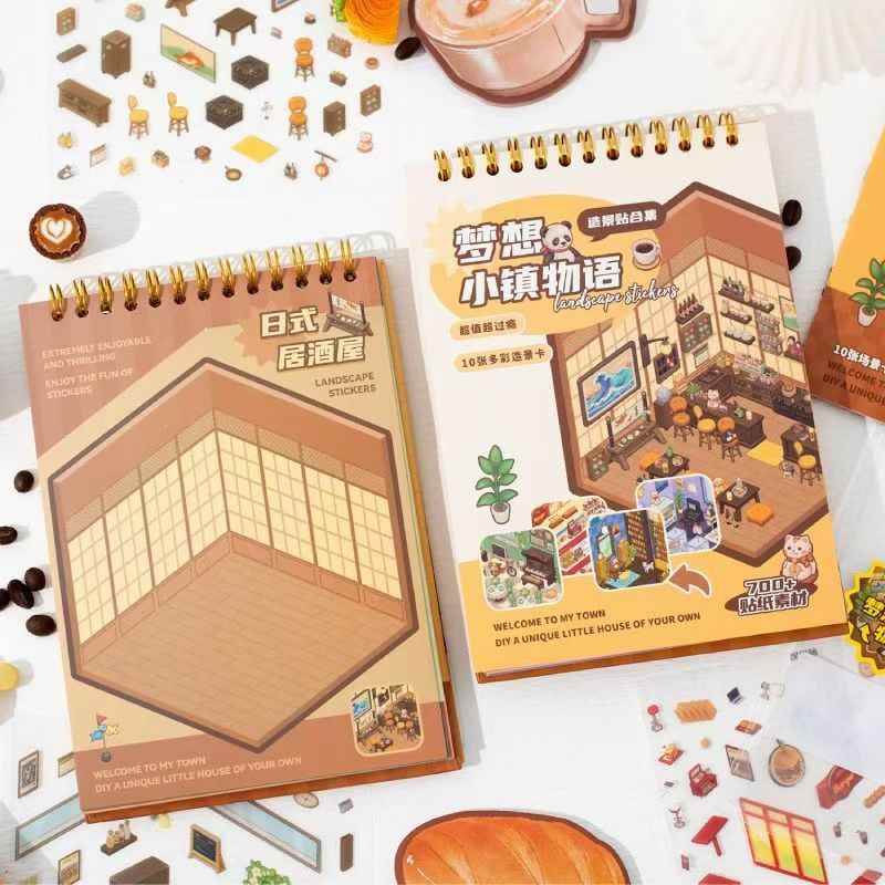 Dream Town DIY Scene Stickers Scrapbook – 10 Unique Themes