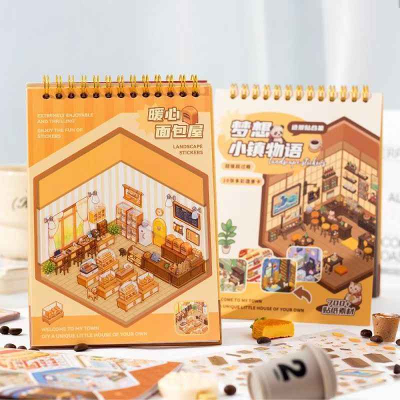 Dream Town DIY Scene Stickers Scrapbook – 10 Unique Themes