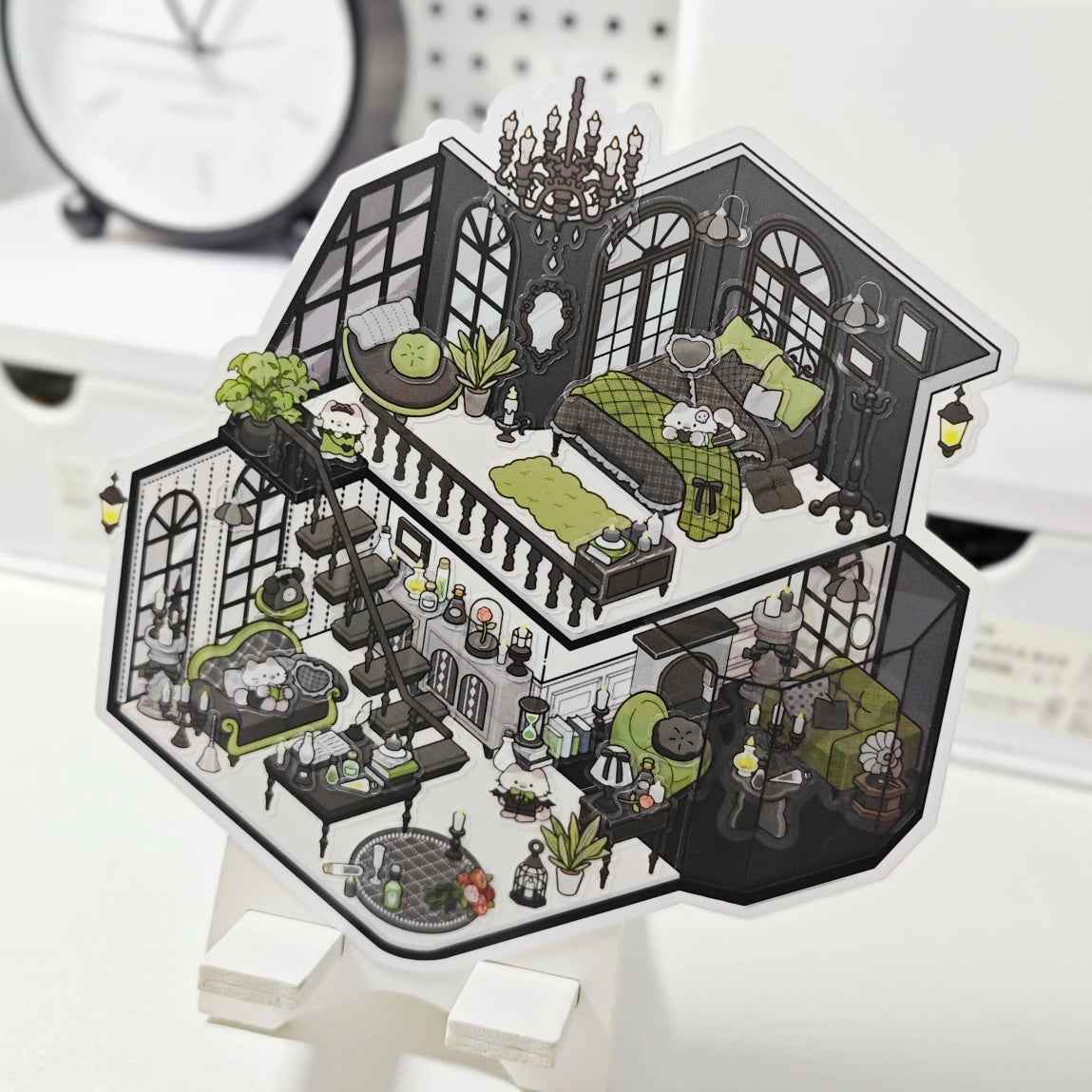 Cute Animals: Black Castle – 3D DIY Miniature Sticker Scene