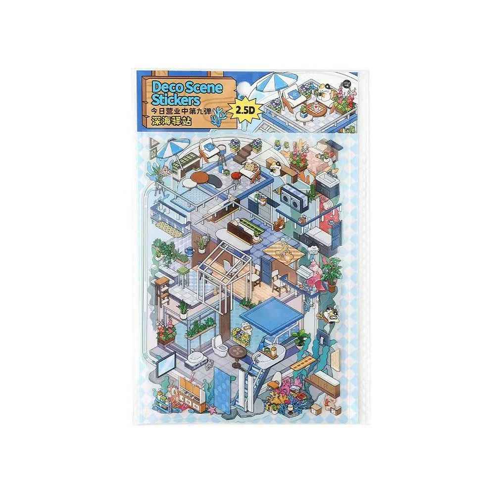 Fun Cottage – 3D Miniature Sticker Scenes - 4 Theme Sets: Seaside Market | Deep Sea Station | Garden Restaurant | Starry Sky Hotel