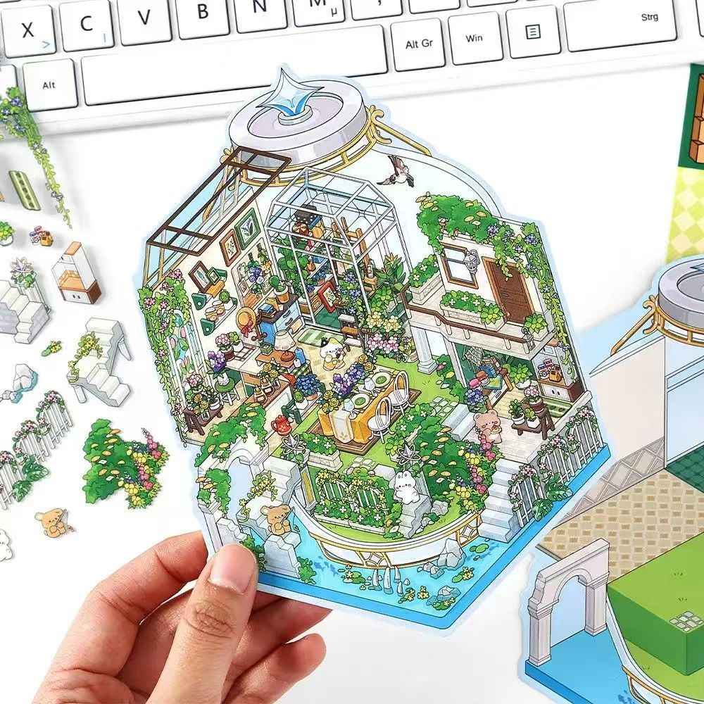Fun Cottage – 3D Miniature Sticker Scenes - 4 Theme Sets: Seaside Market | Deep Sea Station | Garden Restaurant | Starry Sky Hotel