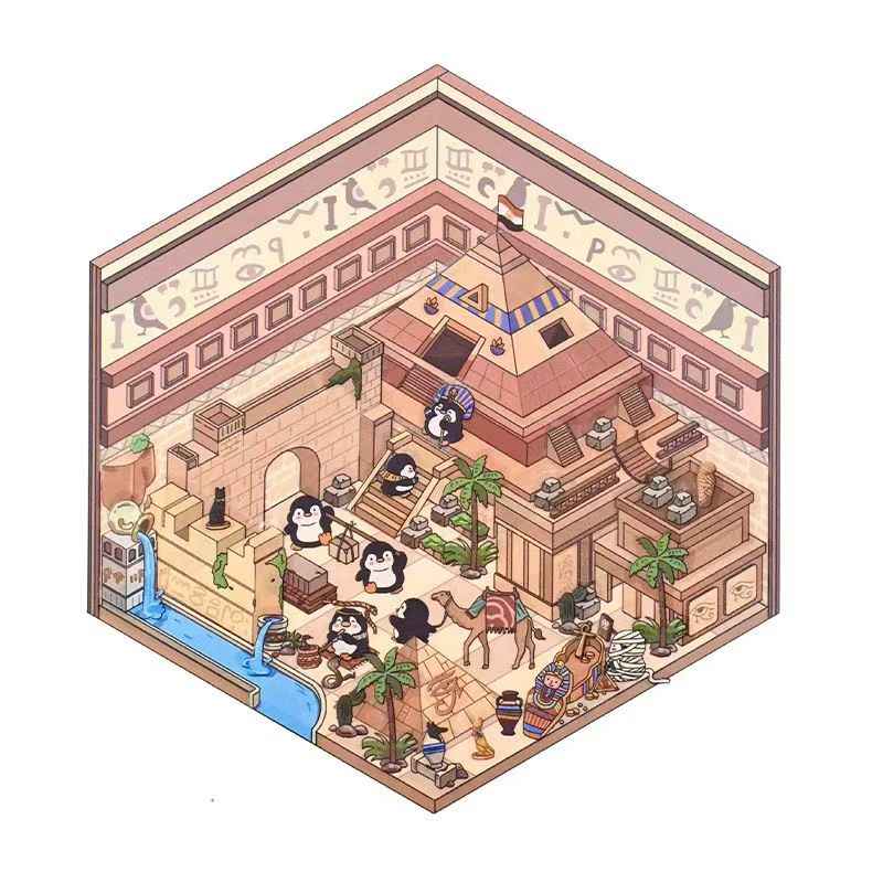 Penguin Travel Series – 3D DIY Miniature Sticker Scenes - 4 Theme Sets: Egyptian Penguin | French Penguin | Venetian Penguin | Italian Penguin
