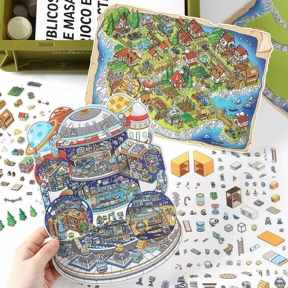 My Cottage Series 3.0 – Plus 3D DIY Miniature Sticker Scenes - 2 Theme Sets: Island Life | Home in the Galaxy