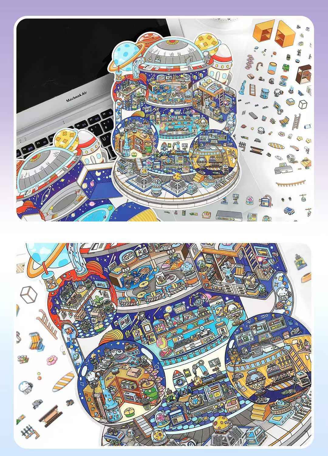 My Cottage Series 3.0 – Plus 3D DIY Miniature Sticker Scenes - 2 Theme Sets: Island Life | Home in the Galaxy