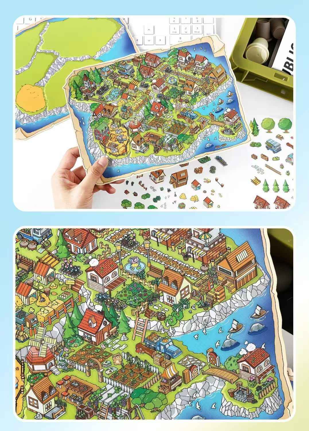 My Cottage Series 3.0 – Plus 3D DIY Miniature Sticker Scenes - 2 Theme Sets: Island Life | Home in the Galaxy