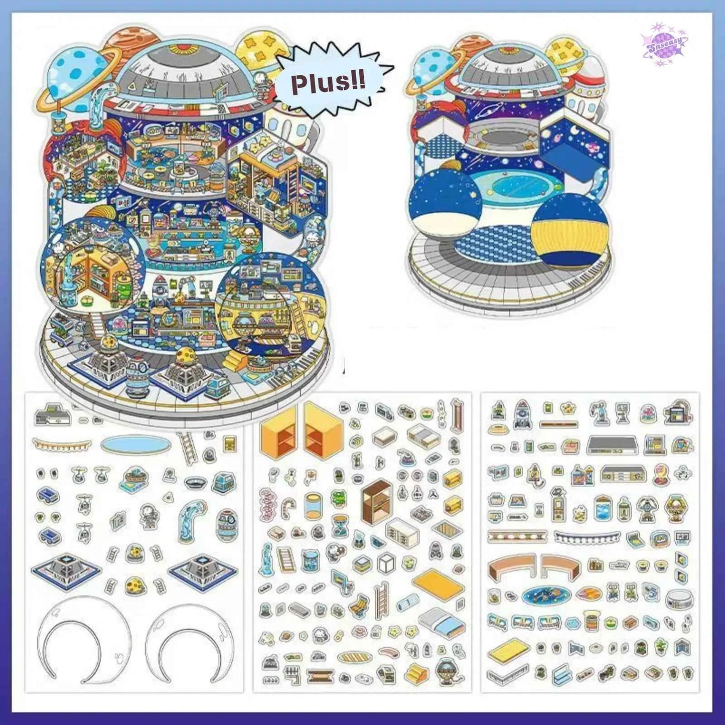 My Cottage Series 3.0 – Plus 3D DIY Miniature Sticker Scenes - 2 Theme Sets: Island Life | Home in the Galaxy