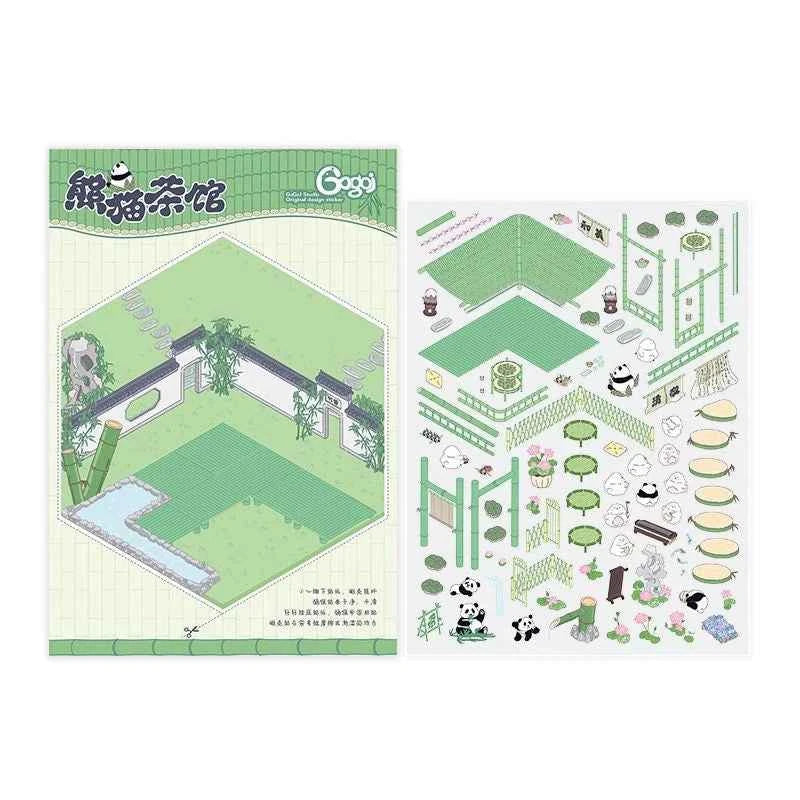 Cute Chick 3D Sticker Scenes - 12 Theme Sets: Coffee Flower | Panda Tea House | Bakery Shop | Apartment | Halloween | Outdoor Party | Snack Store | Arcade | Girls' Dormitory | Retro Hall | Public Bathhouse | Chinese Inn - SNSEASY