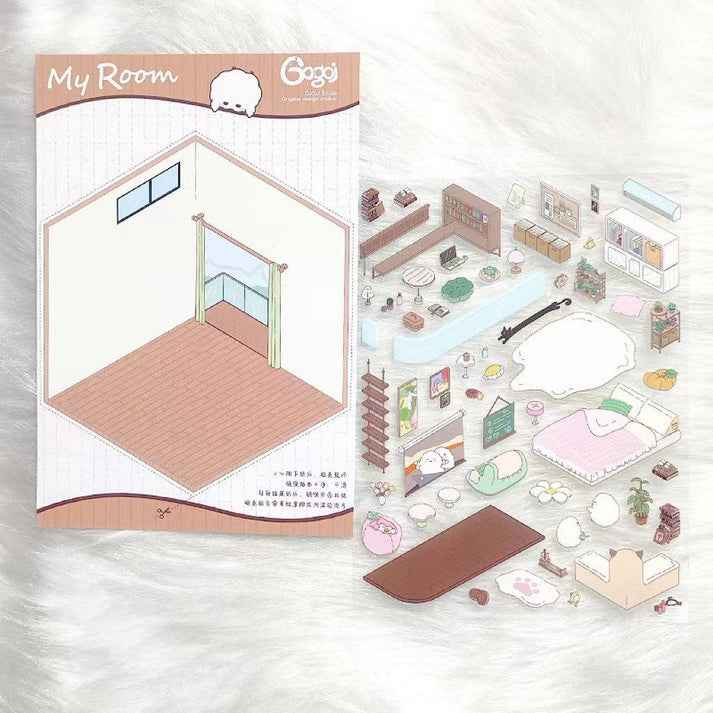 Cute Chick 3D Sticker Scenes - 12 Theme Sets: Coffee Flower | Panda Tea House | Bakery Shop | Apartment | Halloween | Outdoor Party | Snack Store | Arcade | Girls' Dormitory | Retro Hall | Public Bathhouse | Chinese Inn - SNSEASY
