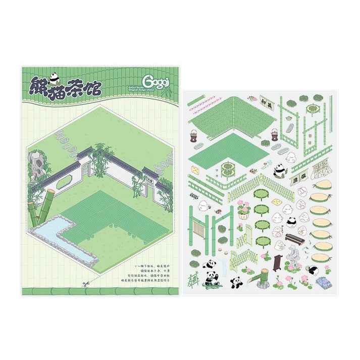 Cute Chick 3D Sticker Scenes - 12 Theme Sets: Coffee Flower | Panda Tea House | Bakery Shop | Apartment | Halloween | Outdoor Party | Snack Store | Arcade | Girls' Dormitory | Retro Hall | Public Bathhouse | Chinese Inn - SNSEASY