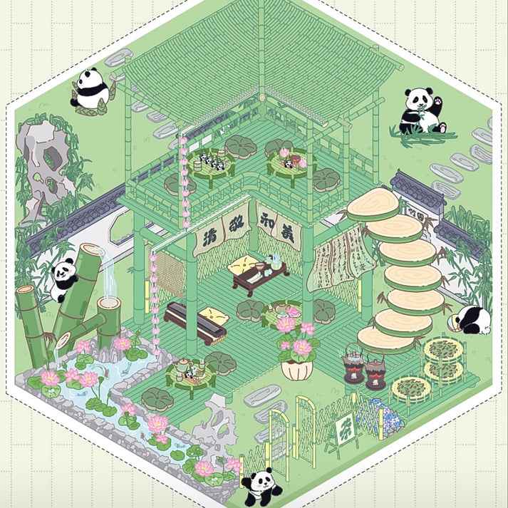 Cute Chick 3D Sticker Scenes - 12 Theme Sets: Coffee Flower | Panda Tea House | Bakery Shop | Apartment | Halloween | Outdoor Party | Snack Store | Arcade | Girls' Dormitory | Retro Hall | Public Bathhouse | Chinese Inn - SNSEASY