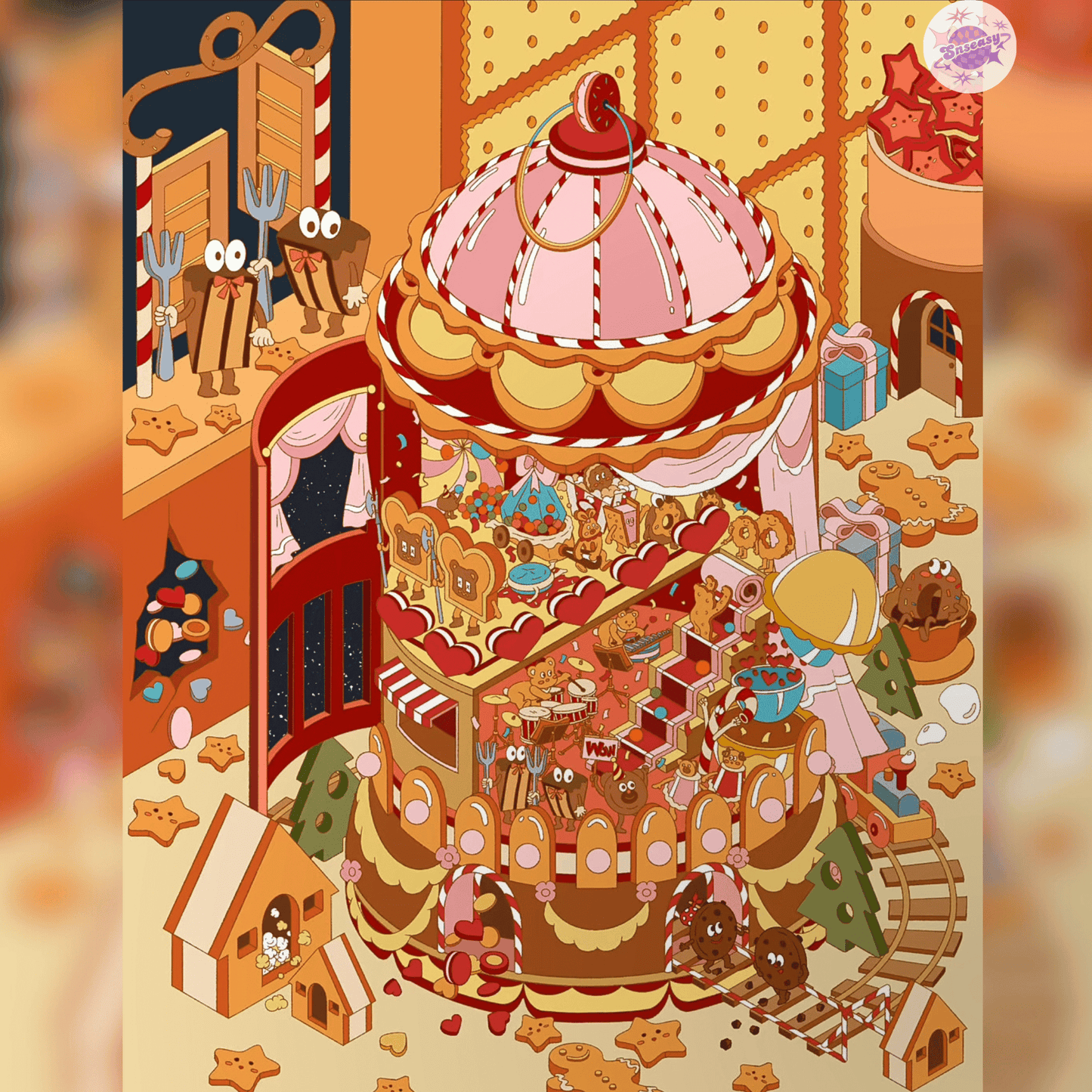 Fantasy Dreamscape – 3D Miniature Scene Stickers – 4 Theme Sets: Dessert House Dream | Bubble House Dream | Haunted Adventure Dream | Giant Burger Dream