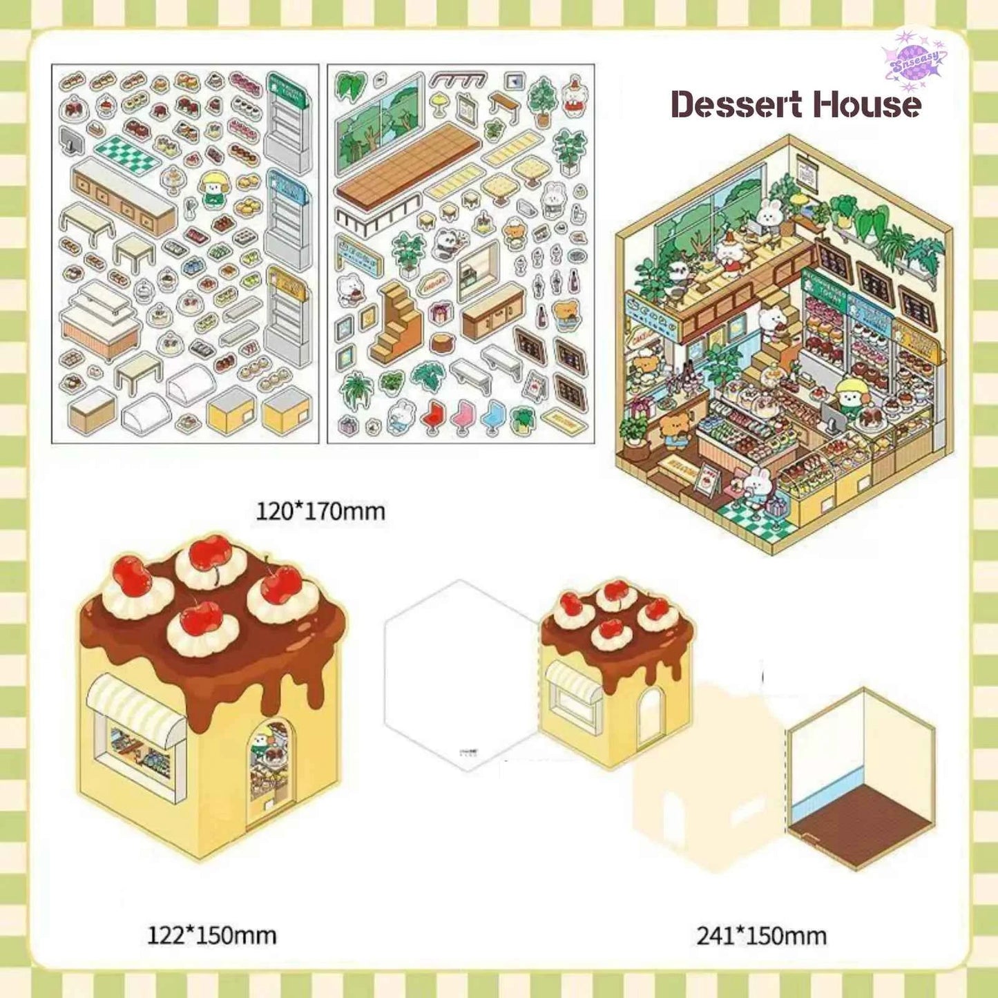 Animal Store – 3D Miniature Sticker Scenes - 4 Theme Sets: Café | Sushi Restaurant | Dessert House | Bakery
