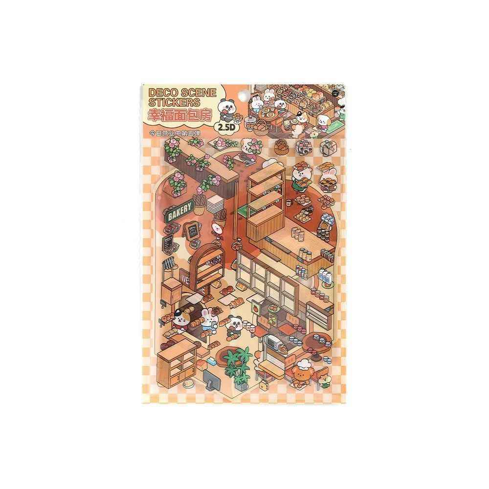 Animal Store – 3D Miniature Sticker Scenes - 4 Theme Sets: Café | Sushi Restaurant | Dessert House | Bakery