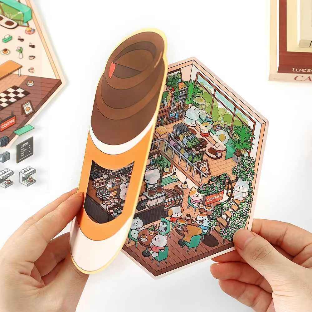 Animal Store – 3D Miniature Sticker Scenes - 4 Theme Sets: Café | Sushi Restaurant | Dessert House | Bakery