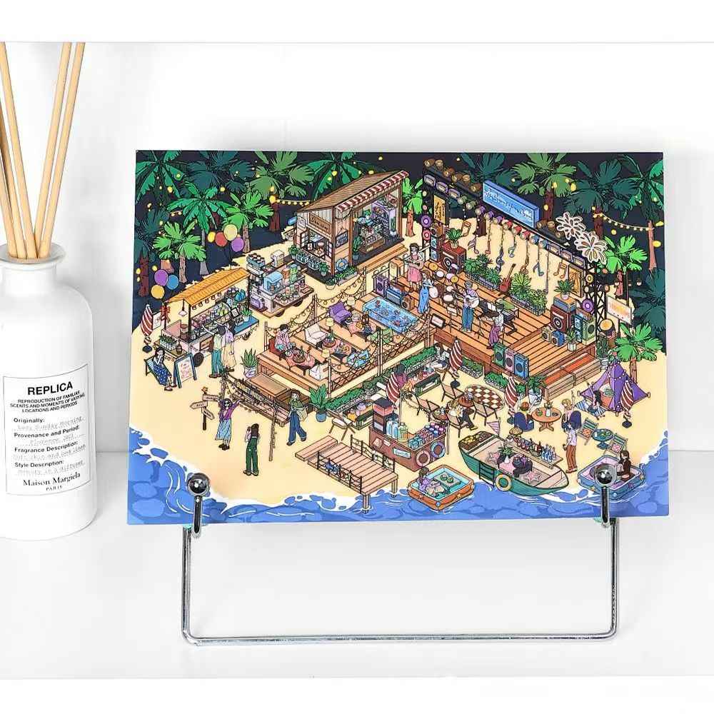 Holiday Time – Plus 3D DIY Miniature Sticker Scenes - 2 Theme Sets: Cloud Café | Island Music Festival