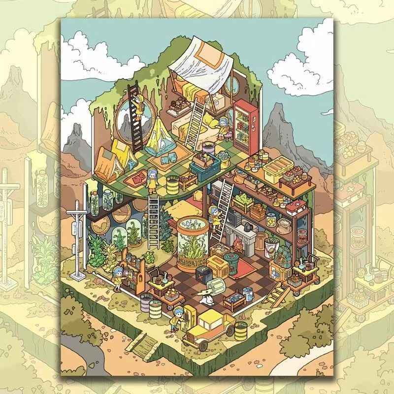 Original Magic Market Series – 3D DIY Miniature Sticker Scenes - 4 Theme Sets: Magic Market | Floating Market | Elf Town | Desert Shelter