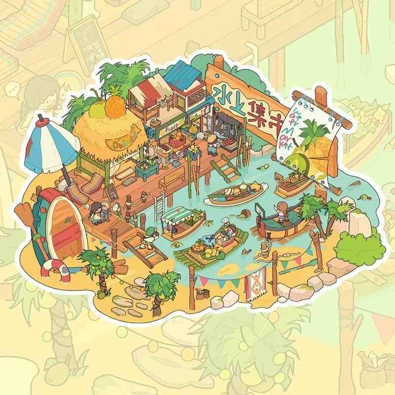 Original Magic Market Series – 3D DIY Miniature Sticker Scenes - 4 Theme Sets: Magic Market | Floating Market | Elf Town | Desert Shelter