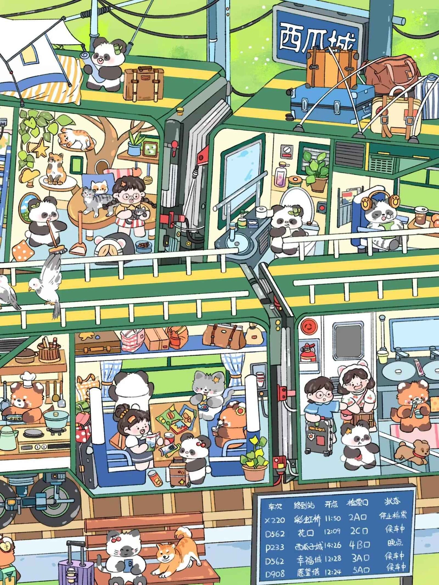 Jumbo Train and Cruise – Plus 3D Miniature Sticker Scenes - 2 Theme Sets: Green Train | Luxury Cruise