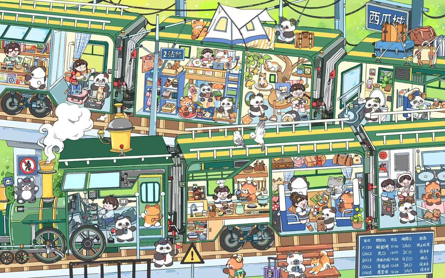 Jumbo Train and Cruise – Plus 3D Miniature Sticker Scenes - 2 Theme Sets: Green Train | Luxury Cruise