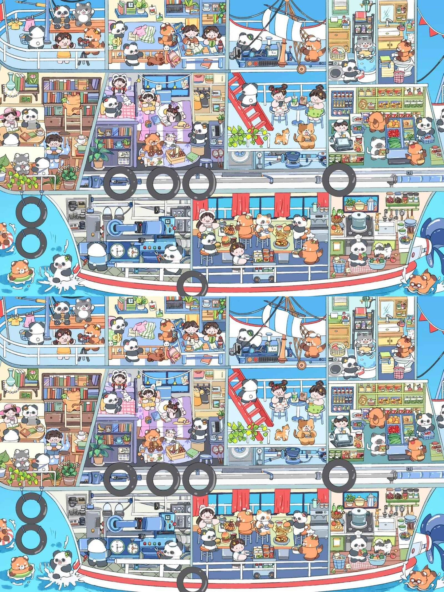 Jumbo Train and Cruise – Plus 3D Miniature Sticker Scenes - 2 Theme Sets: Green Train | Luxury Cruise