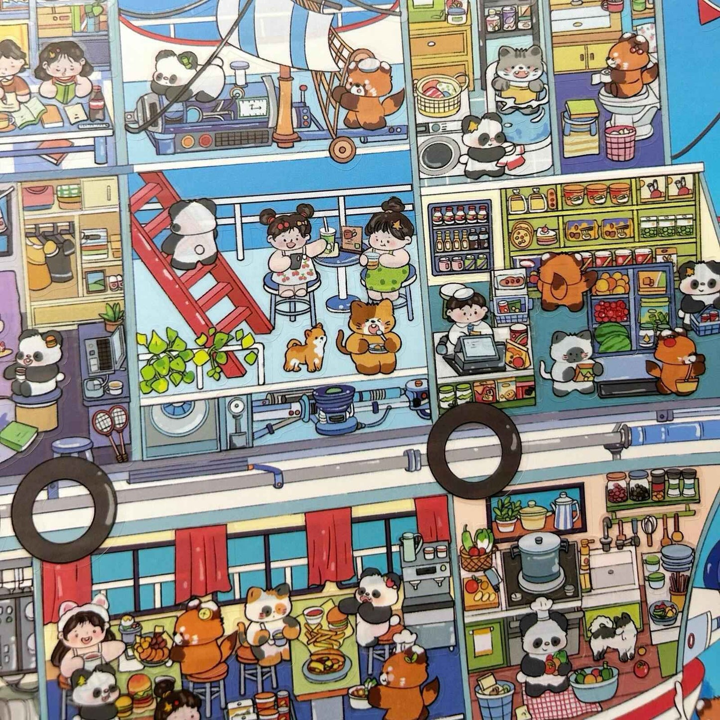 Jumbo Train and Cruise – Plus 3D Miniature Sticker Scenes - 2 Theme Sets: Green Train | Luxury Cruise