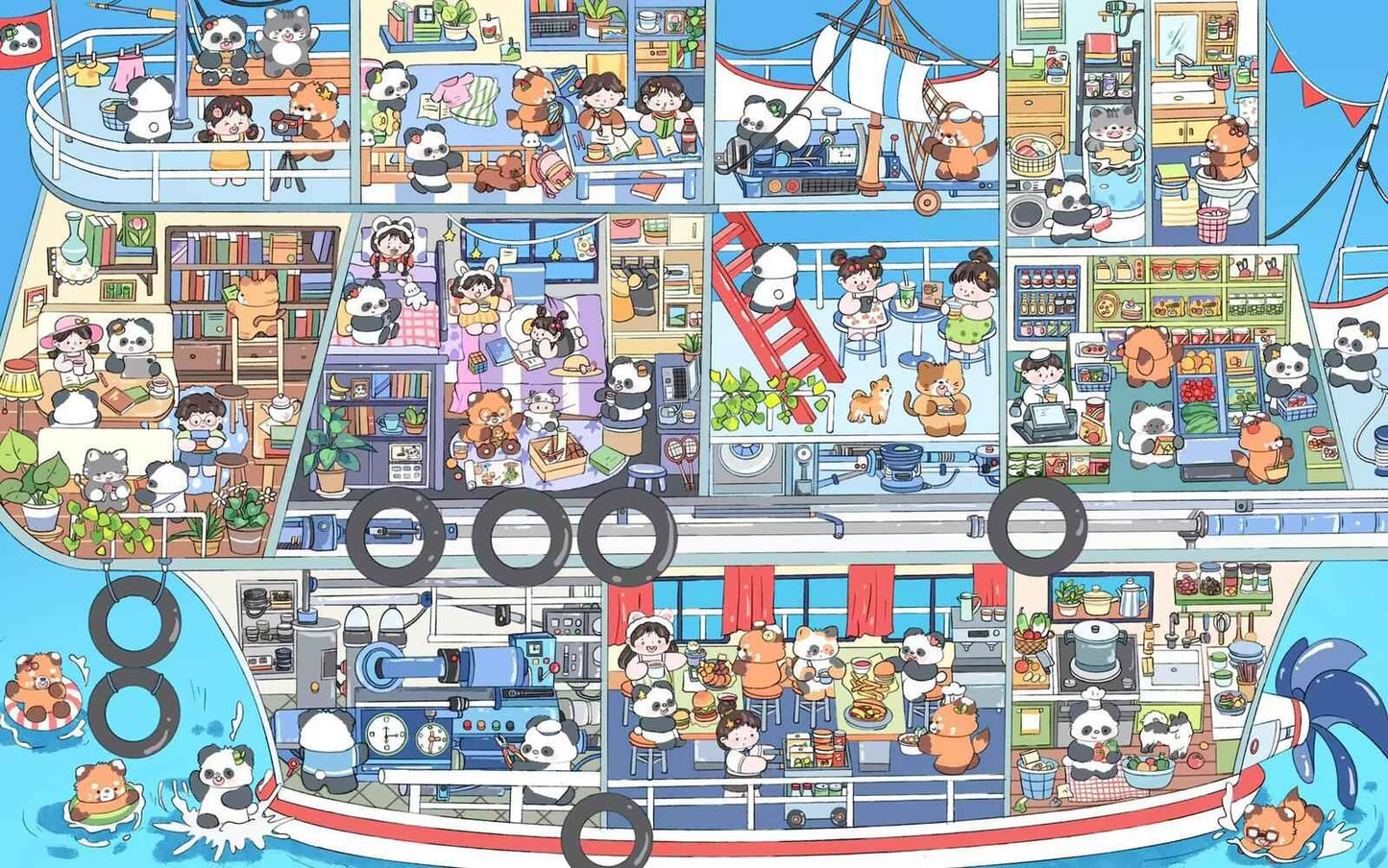 Jumbo Train and Cruise – Plus 3D Miniature Sticker Scenes - 2 Theme Sets: Green Train | Luxury Cruise