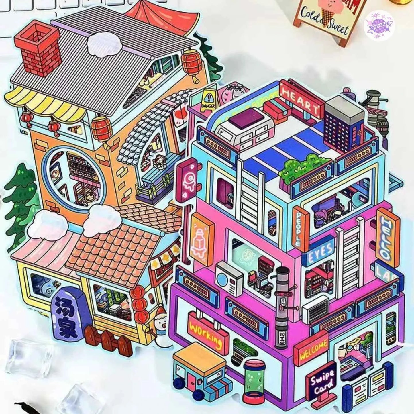 Flip-Top 3D Miniature Cottage - Plus Edition: Winter Hot Spring | Cyberpunk