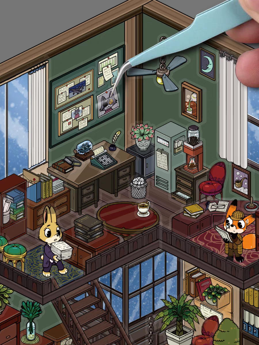 Original Detective Agency 3D DIY Miniature Sticker Scenes