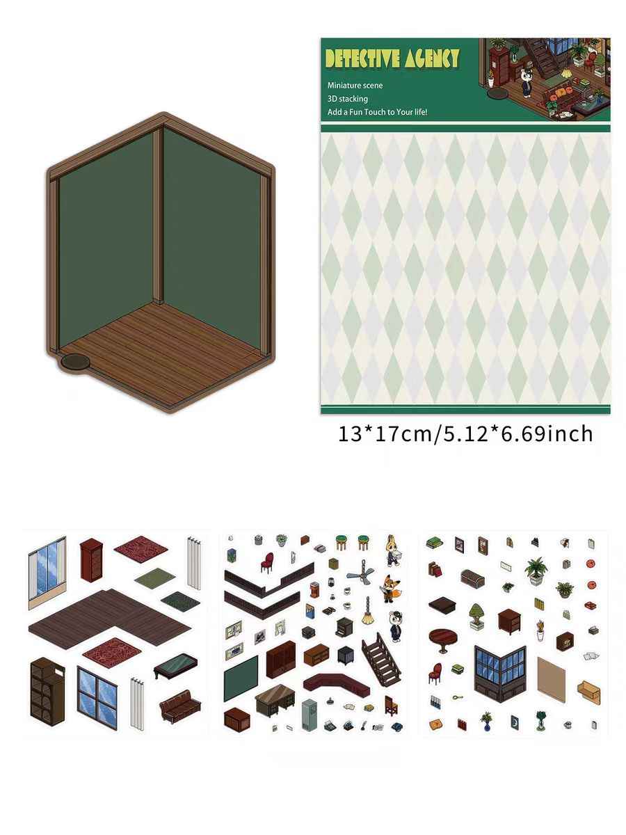 Original Detective Agency 3D DIY Miniature Sticker Scenes