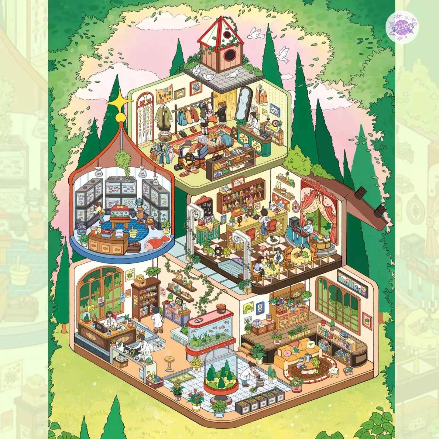 Forest Farm Series– Plus 3D DIY Miniature Sticker Scenes - 2 Theme Sets: Forest Time | Forest Farm