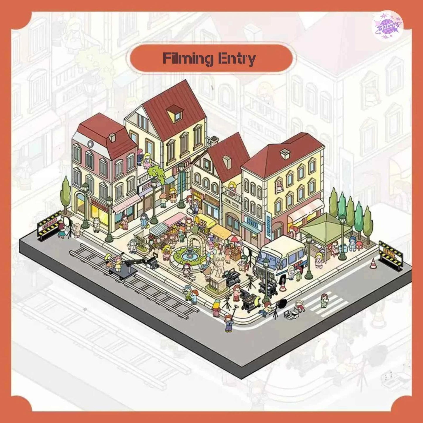 Original Plus 2-Theme 3D DIY Miniature Sticker Scenes: Construction Town & Filming Entry