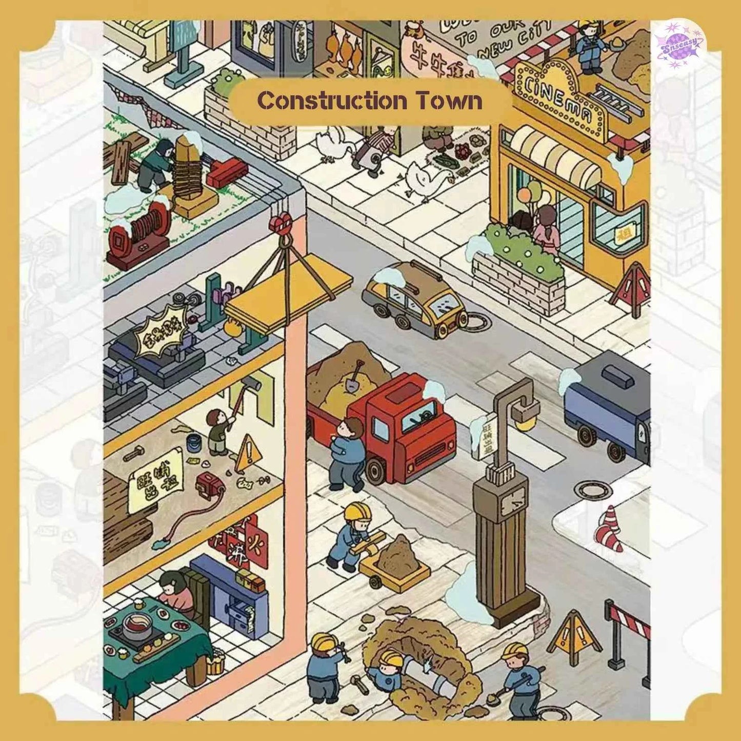 Original Plus 2-Theme 3D DIY Miniature Sticker Scenes: Construction Town & Filming Entry
