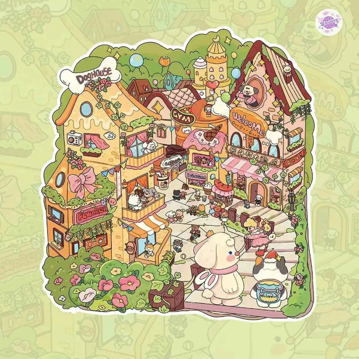 Original Plus 4-Theme 3D DIY Miniature Sticker Scenes: Snow Camping | Bone Street | Milky Supermarket | Milky Station