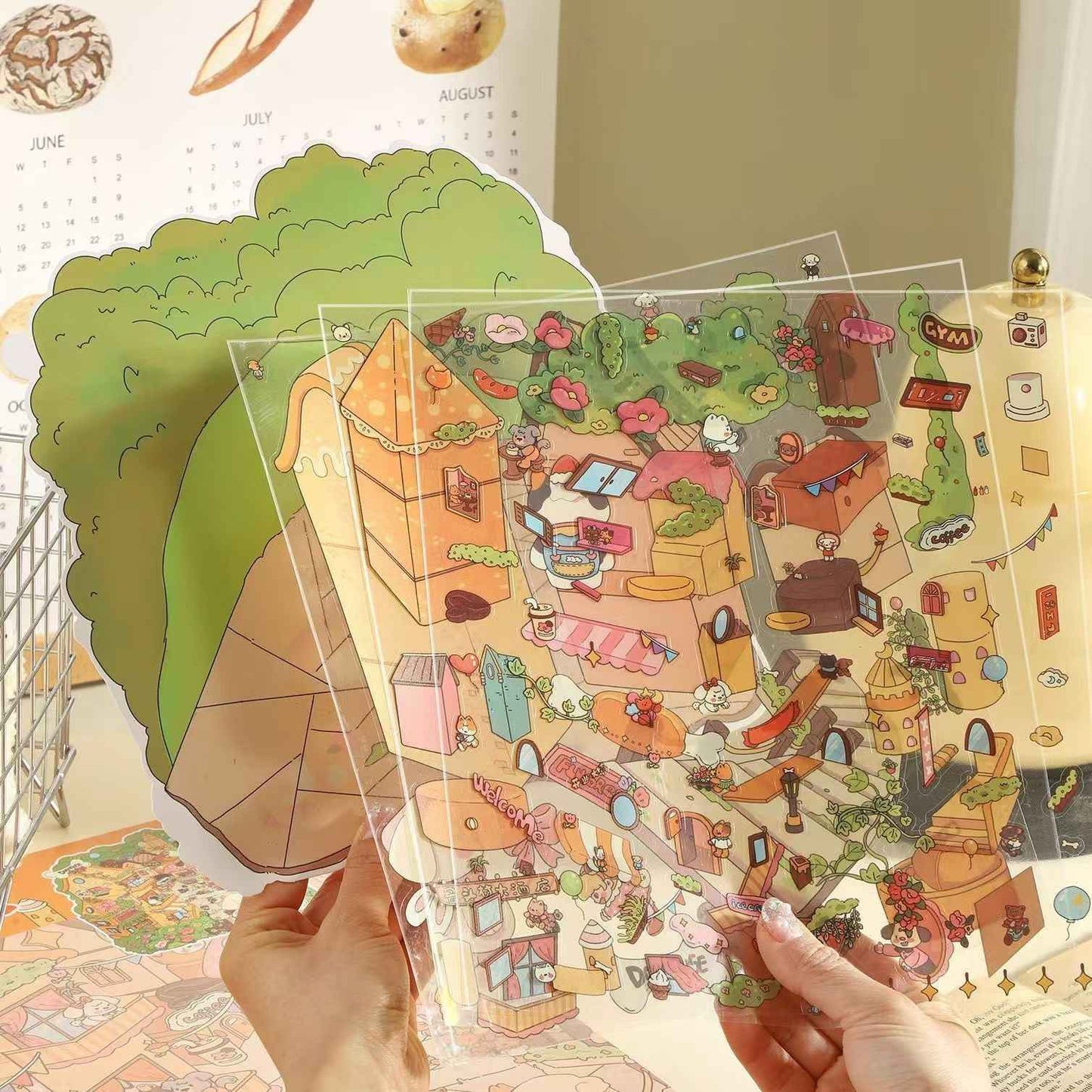 Original Plus 4-Theme 3D DIY Miniature Sticker Scenes: Snow Camping | Bone Street | Milky Supermarket | Milky Station