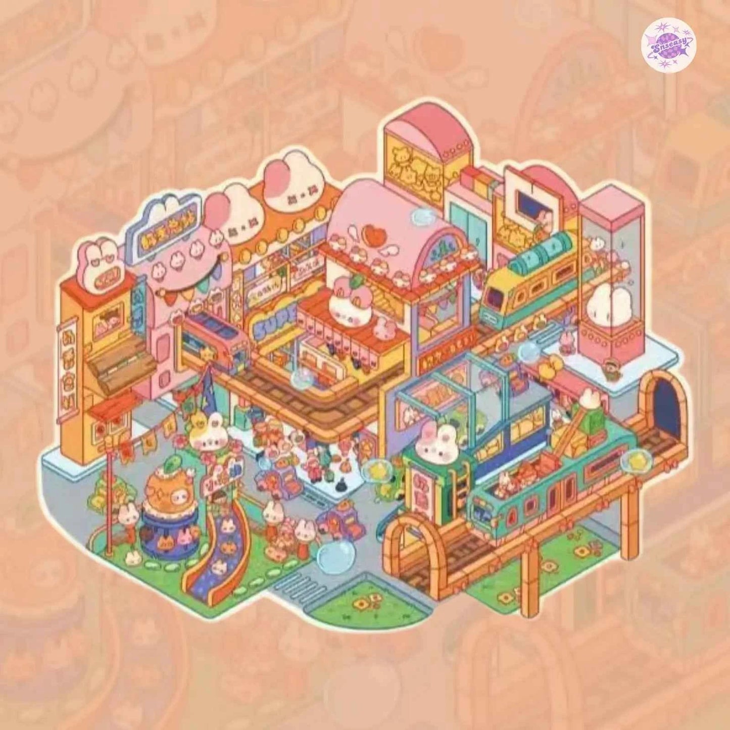 Original Plus 4-Theme 3D DIY Miniature Sticker Scenes: Snow Camping | Bone Street | Milky Supermarket | Milky Station