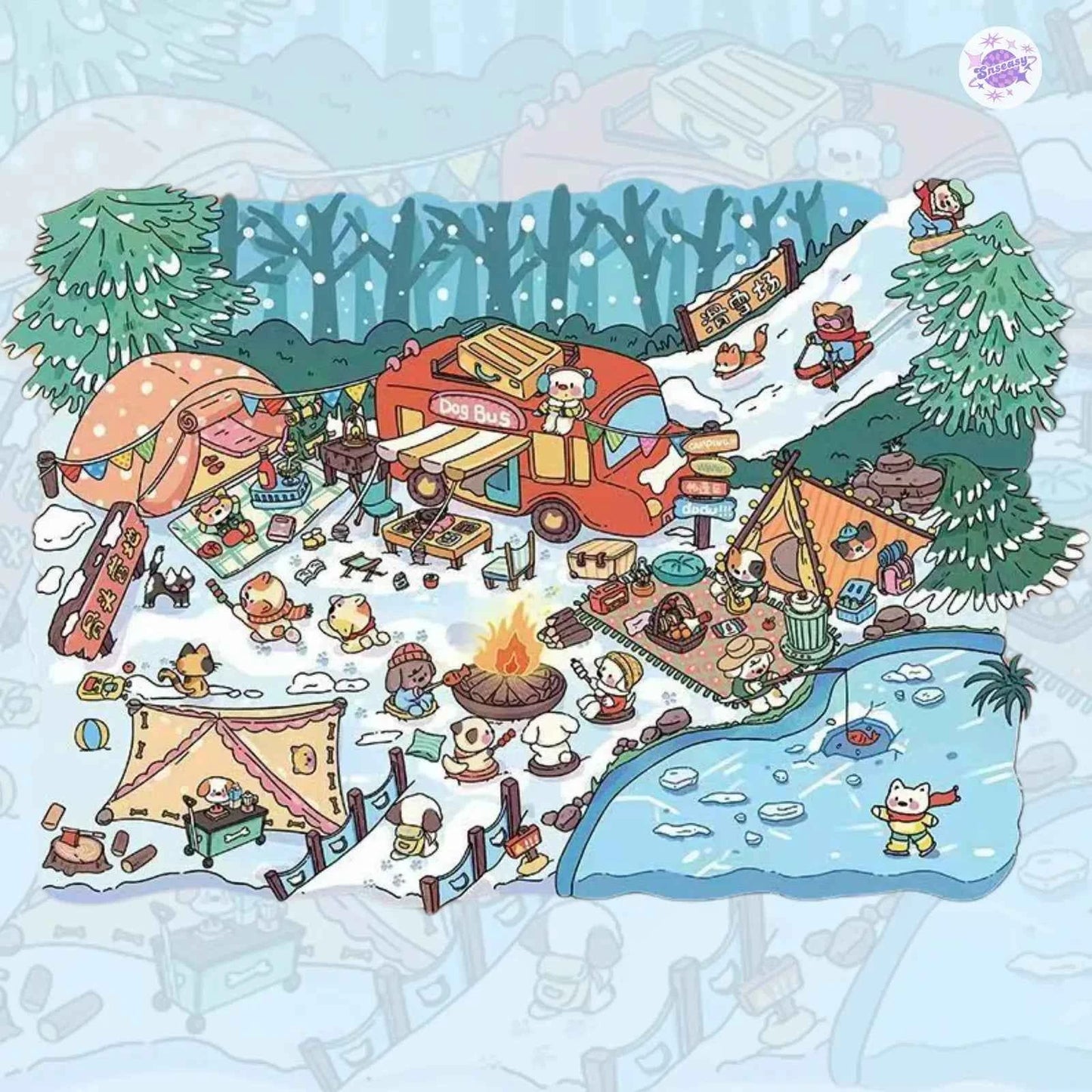 Original Plus 4-Theme 3D DIY Miniature Sticker Scenes: Snow Camping | Bone Street | Milky Supermarket | Milky Station