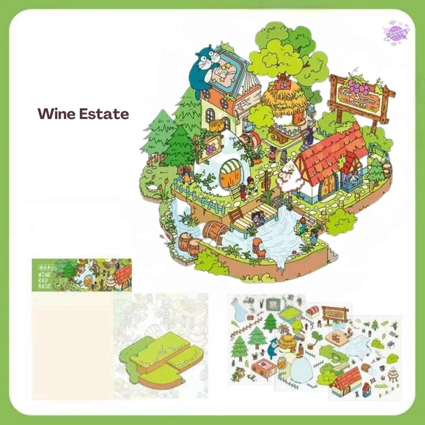 Beautiful Spring 2.0 – 3D DIY Miniature Sticker Scenes - 4 Theme Sets: Wine Estate | Wine Formula | Wine Research Lab | Wine Cultivation Room
