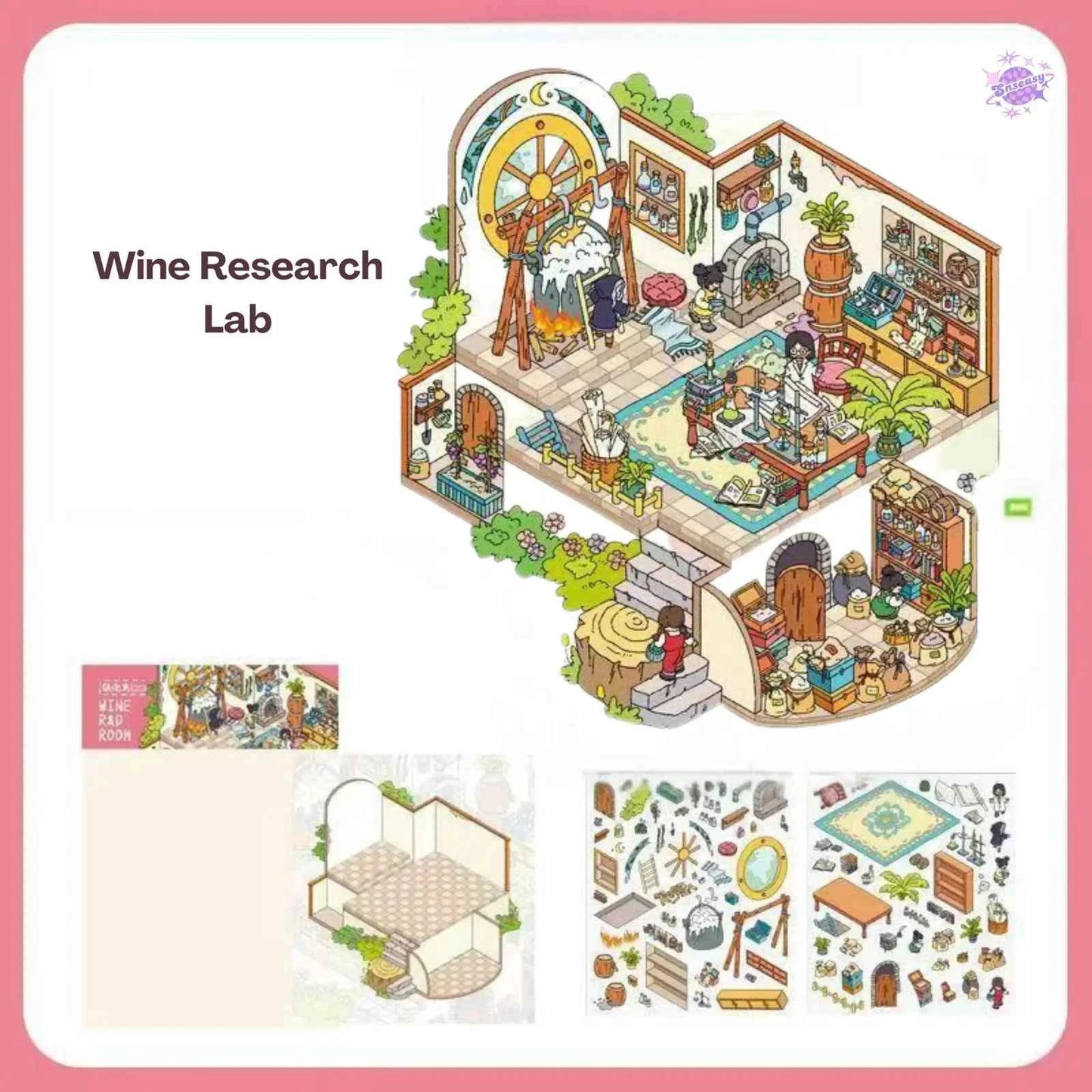 Beautiful Spring 2.0 – 3D DIY Miniature Sticker Scenes - 4 Theme Sets: Wine Estate | Wine Formula | Wine Research Lab | Wine Cultivation Room
