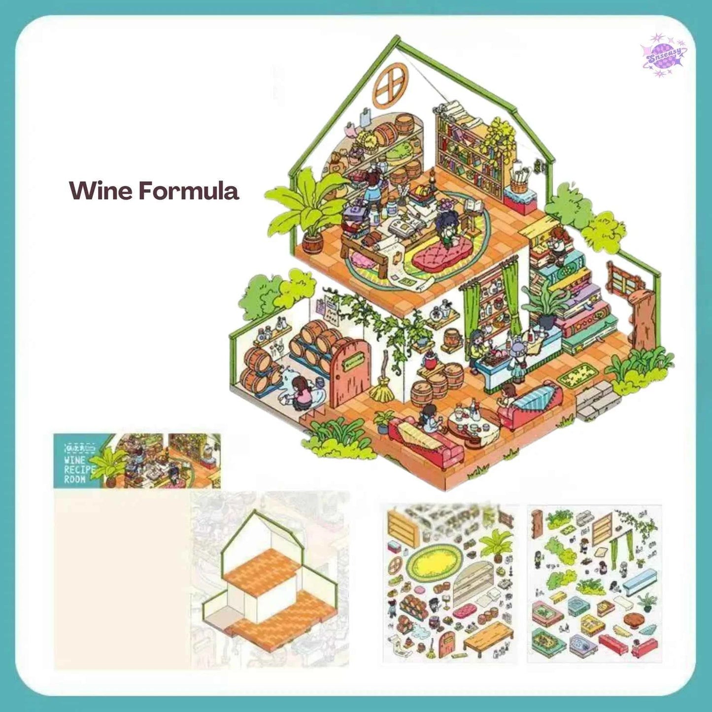 Beautiful Spring 2.0 – 3D DIY Miniature Sticker Scenes - 4 Theme Sets: Wine Estate | Wine Formula | Wine Research Lab | Wine Cultivation Room