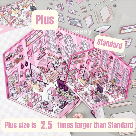 3D Scene Stickers - 8 Themes - Supermarket | Bookstore | Coffee Shop | Restaurant | Warm Home | Hot Spring | Gymnasium | Music Bar - SNSEASY