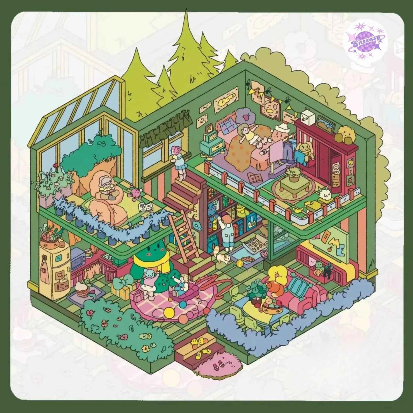 Cozy Cottage Series – 3D DIY Miniature Sticker Scenes - 5 Theme Sets: Spring in the Park | Garden Villa | Leisure Holiday | Home for Hermit Girls | Forest Cottage