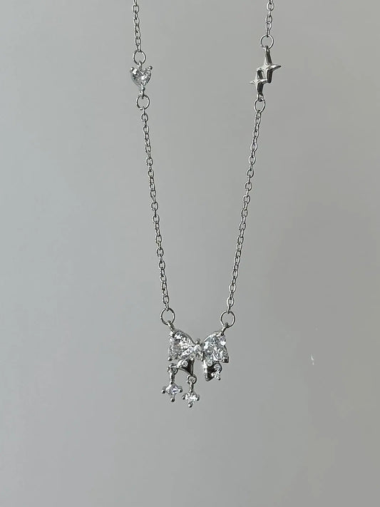"Seven Sweetness" Bowknot Pendant 925 Silver Necklace - Sweet, Gentle, Charming, Unique Design - SNSEASY
