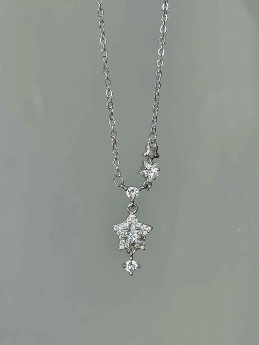 "Brilliant Star Whisper" 999 Fine Silver Star Necklace - Delicate, Sweet, and Sparkling