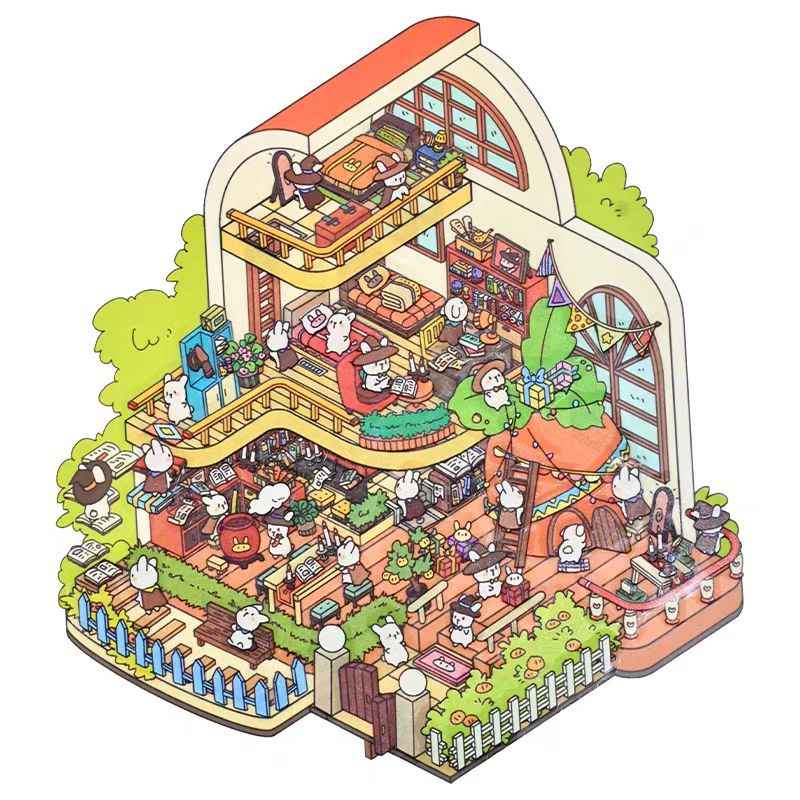 Easter Bunny Series – 3D DIY Miniature Sticker Scenes - 4 Theme Sets: Easter Lawn | Easter Party | Bunny Magic World | Bunny Farm