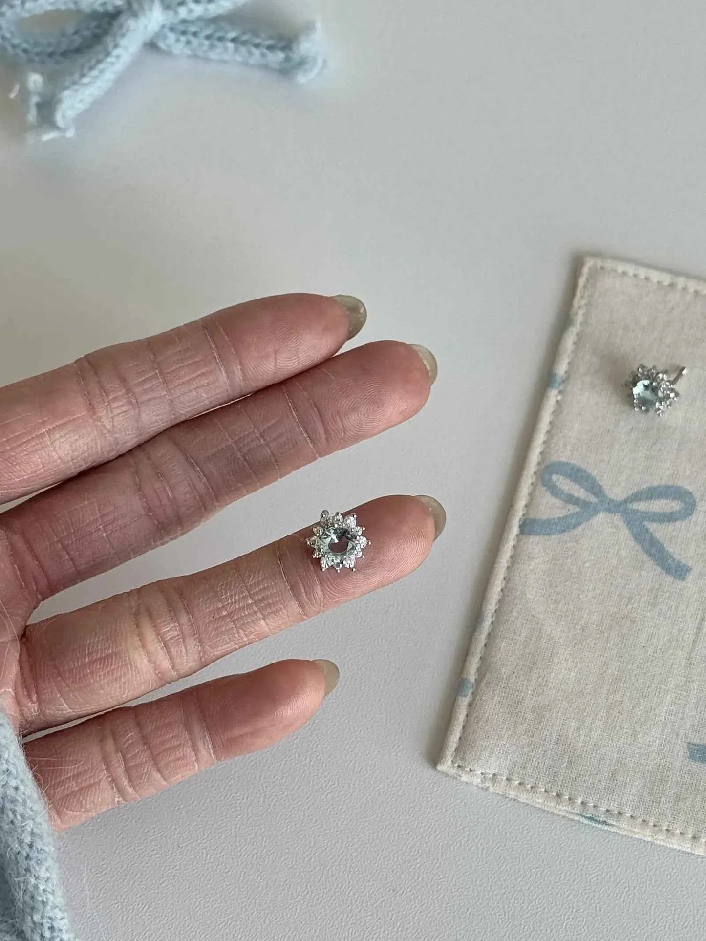 "Sparkling Snowflake" Blue Zircon Titanium Steel Stud Earrings - Delicate, Unique, and Sweet