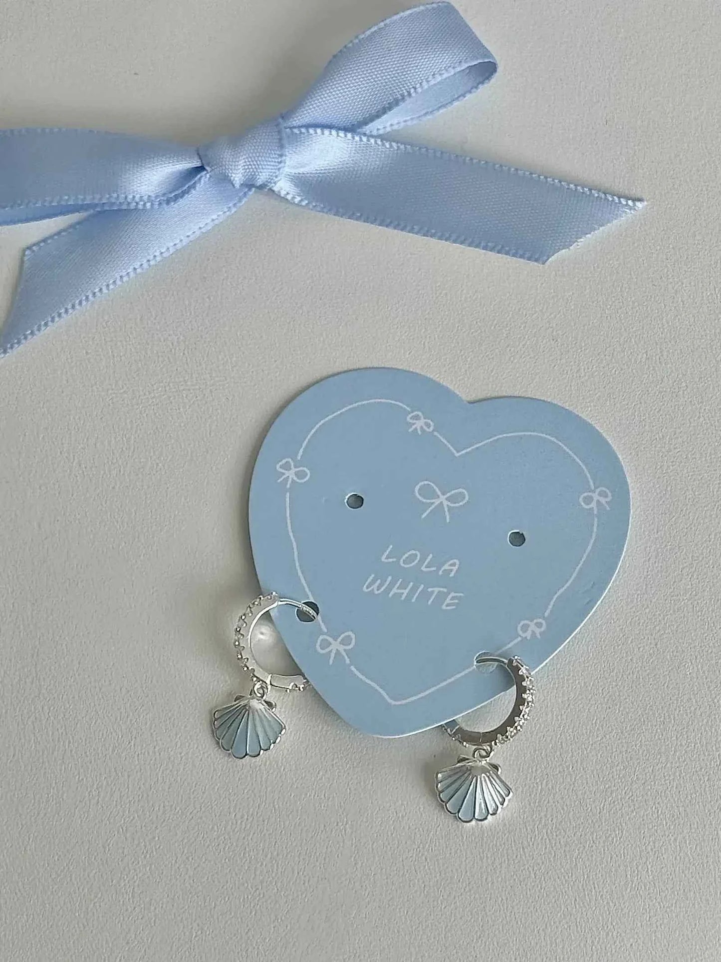"Island Diary" 925 Sterling Silver Light Blue Shell Earrings - Delicate, Fresh, and Chic