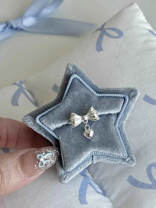 "Heartbeat Rhythm" 925 Sterling Silver Bow Heart Ring - Delicate, Sweet, and Chic (Copy)