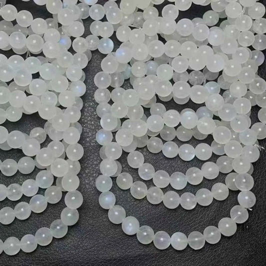 Sri Lankan Blue Moonstone Bracelet – Semi-Translucent Creamy & Translucent Cottony Moonstone with Strong Blue Glow Effect