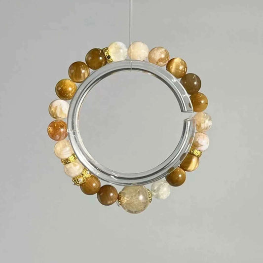 Citrine & Tiger’s Eye Crystal Bracelet – 8mm with 12mm Accent Bead for Wealth, Courage & Grounded Confidence